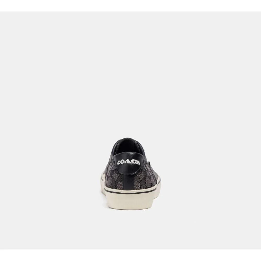 Coach Men's Size 11.5 Lace-up Sneakers Black Signature Jacquard Skate Low Top - Picture 4 of 6